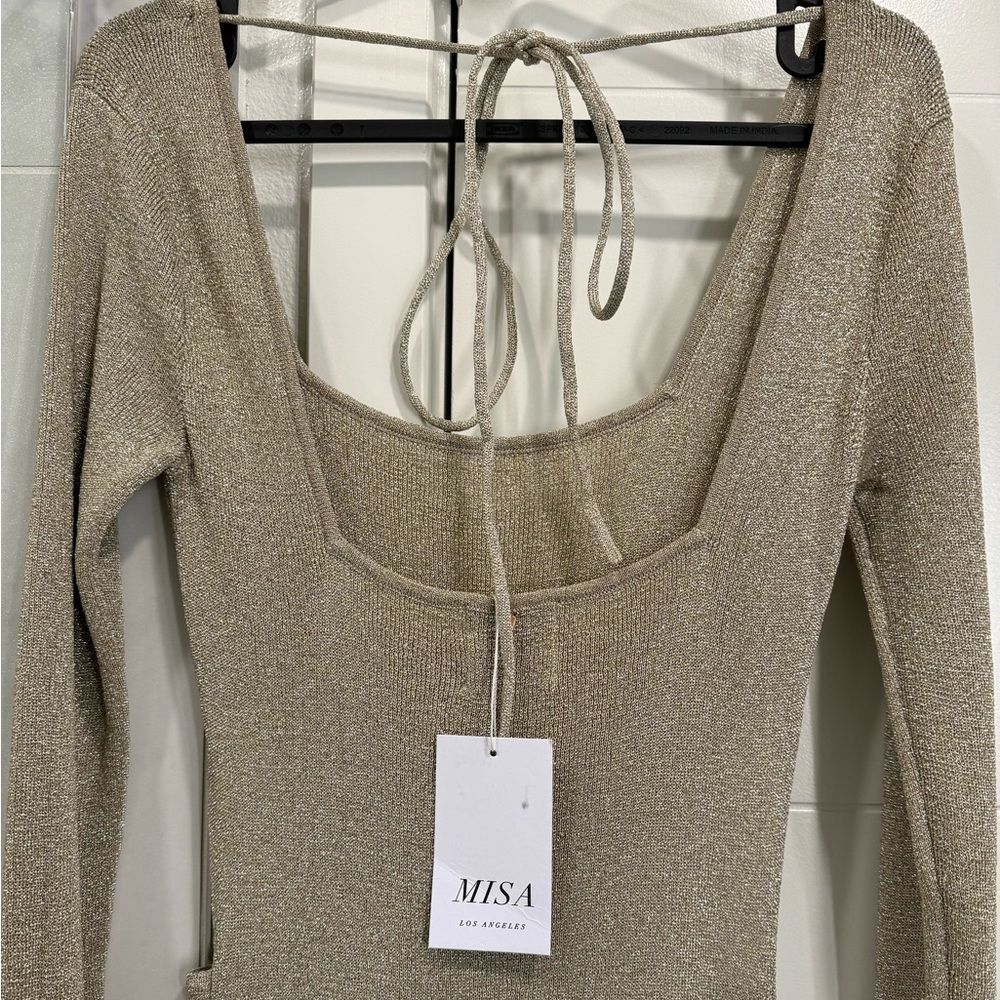 MISA LOS ANGELES Metallic Knit Midi Dress